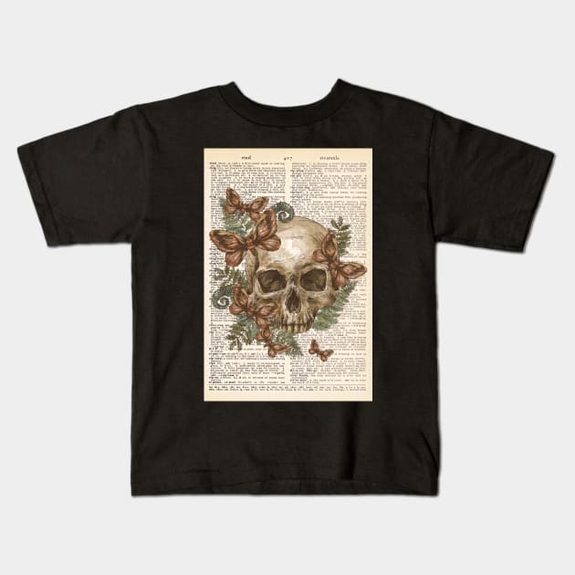 Vintage human anatomy- human skull with flowers Kids T-Shirt by Dr.Bear